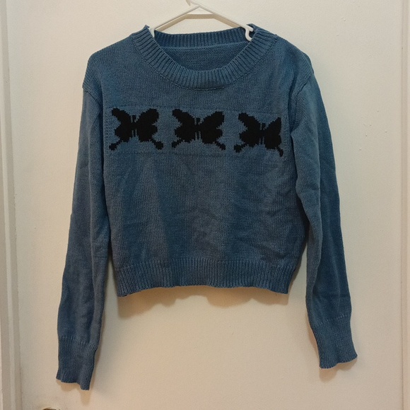 Hooked Up by IoT' butterfly Crewneck Sweater - Picture 1 of 4